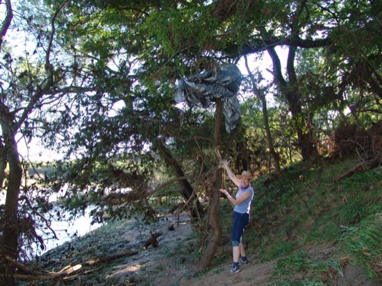 Our tarp made it (too bad the yard furniture did not)